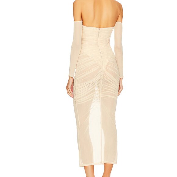 CAMILA COELHO | Lillian Midi Dress Pastel Peach (Nude) Size XS - Picture 3 of 7